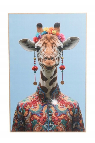 Koopman Tablou decorativ cu girafă, laminat, cu ramă din MDF maro, 38x58cm, 1...