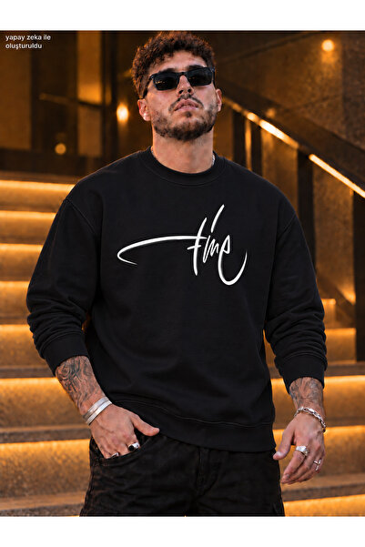 caddekombin Men's White Time Signature Printed Crew Neck Casual Regular Fit S...