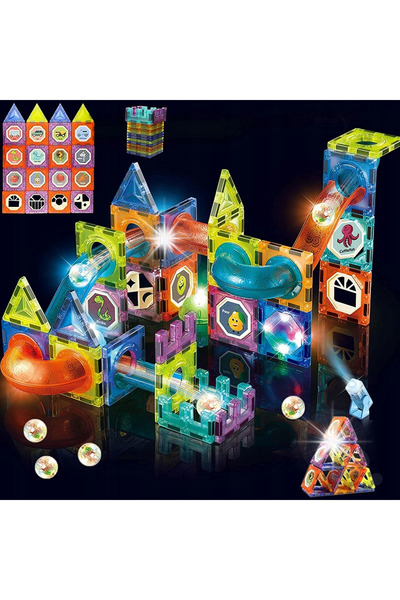 NO BRAND Blocuri magnetice pistă de bile luminoasă 75 piese