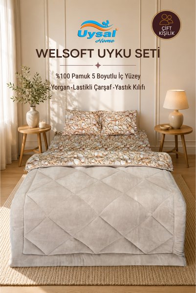 UYSAL Welsoft 5 Boyutlu Çift Kişilik Uyku Seti 195x215