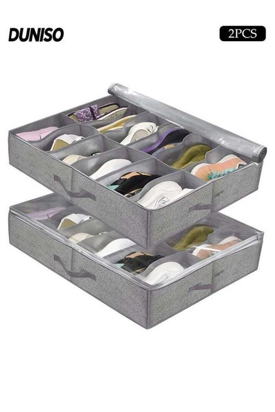 Generic 2 PCS Foldable Shoe Storage Bag,Under Bed Shoe Storage Organizer with...