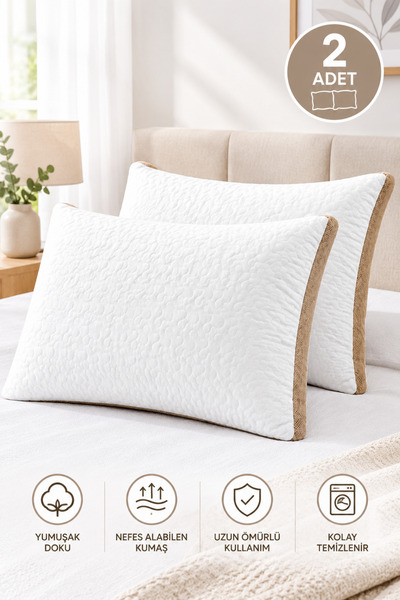 2 Adet Maxi Klimalı Silikon Yastık - 2 x 1100 Gram Maxi Klimalı Kapitone Silikon Yastık