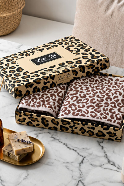 MixCotton Home 100% Cotton 2-Piece Luxury Bath and Hand Towel Set - Leopard P...