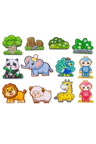 woopie Blocuri magnetice de construcție luminoase, Lumea animalelor 3D 124el.