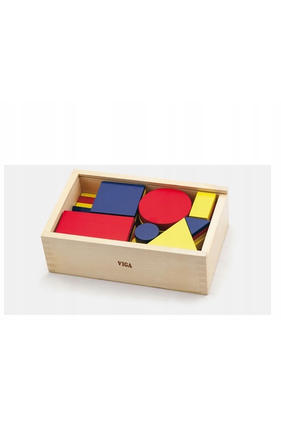 Viga Dienes Set Montessori de cuburi de lemn cu figuri geometrice