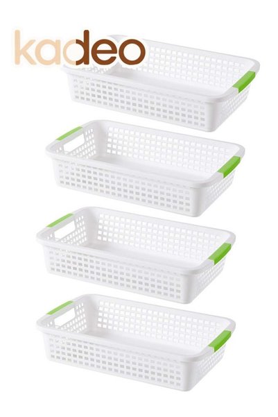 Generic 4PCS Plastic Storage Bins with Handle, Perforated Breathable Mesh Sto...