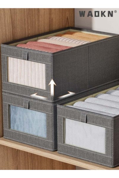 Generic 3 Pcs Linen Storage Bins : Closet Organizers and Storage with Clear W...