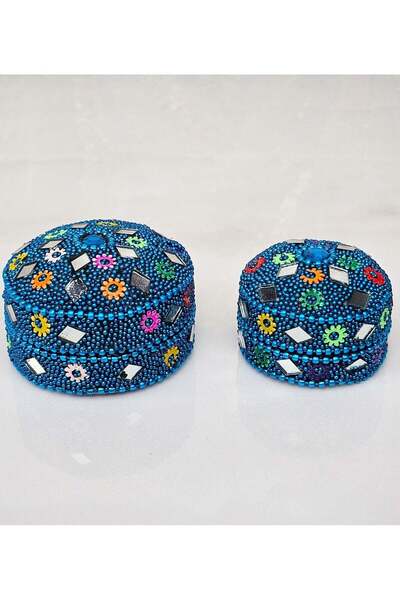 Generic Handcrafted Indian beaded trinket box decorated with colorful beads, ...