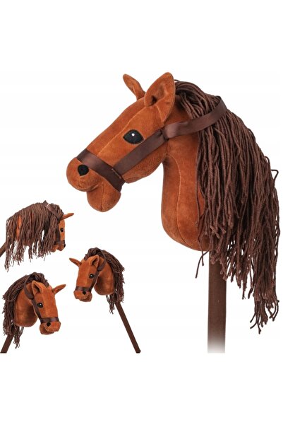 NO BRAND Cap de cal de pluș interactiv pe băț, cu sunet, maro, HOBBY HORSE
