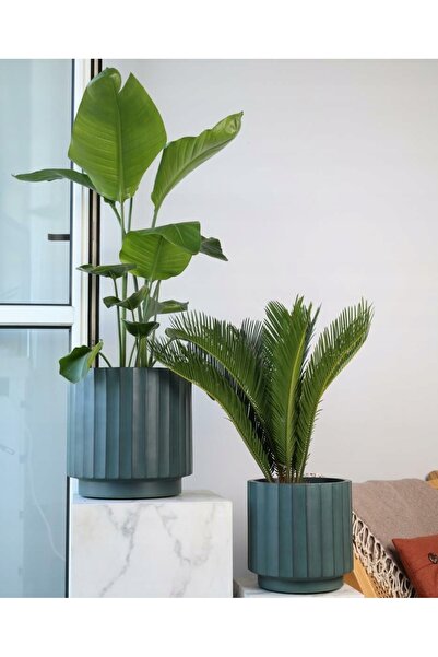 Polnix Husă decorativă ceramică ondulată verde pentru ghiveci, 36 cm