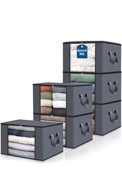 Generic 6-Piece Large Capacity Storage Box for Clothes Foldable Blanket Stora...