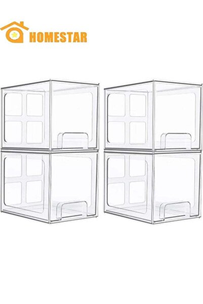 Generic 4 Pack Stackable Storage Drawers, Acrylic Bathroom Makeup Organizers,...