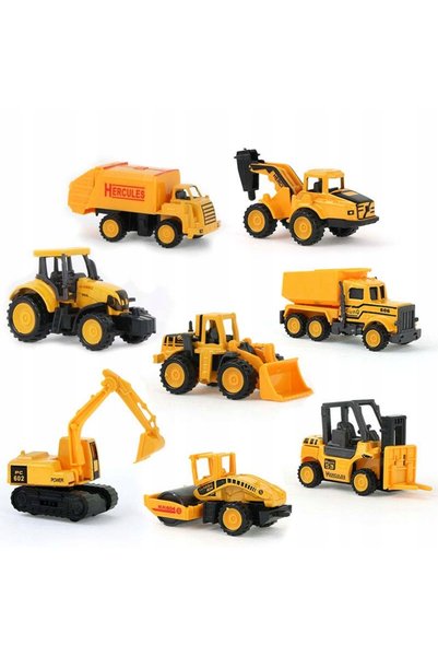Ikonka Camion transportor, lansator TIR + mașini metalice, utilaje de constru...