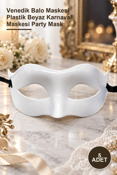Yenilig 5 Pieces Masquerade Mask – Venetian Ball Mask Plastic White Carnival ...