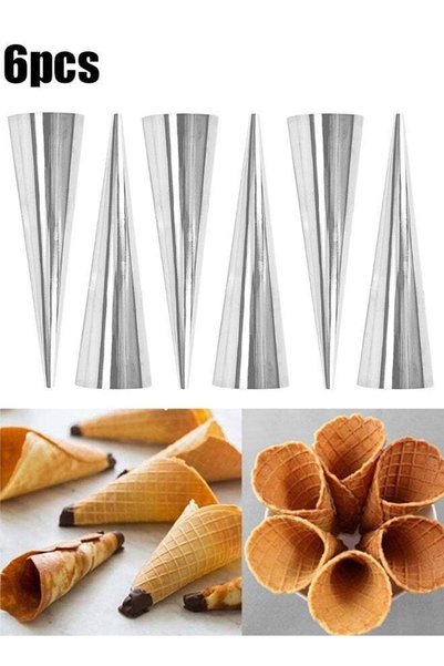 Generic 6 Piece Spiral Croissants Pastry Conical Tube Baking Mold Silver 4.72...