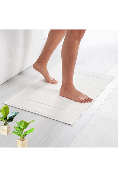Generic Premium Cotton Banded Bathroom Bath Rug Mat - Bright White, 80x50cm -...