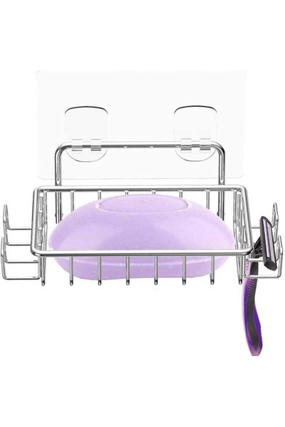 Generic Stainless Steel Adhesive Soap Dish, Shower Wall Soap Holder with 4 Ho...