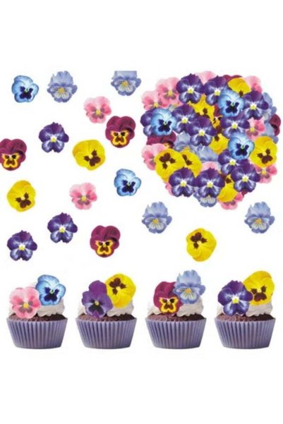 Generic 60 PCS Edible Pansy Cake Decorations, Edible Flowers for Cake, Edible...