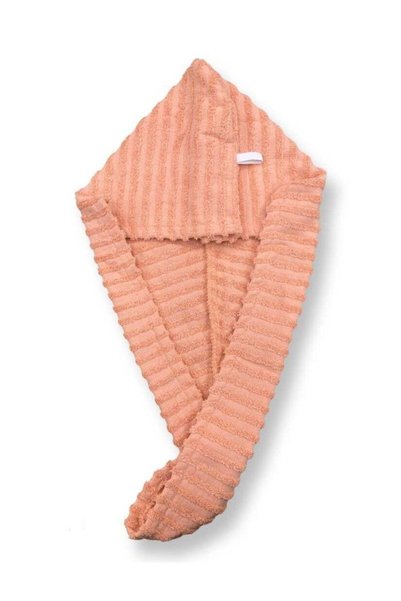 Generic 100% Cotton Terry Ribbed Hair Towel Wrap,Coral 68x23CM