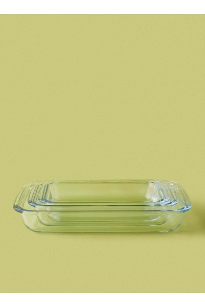 Generic 3 Piece Oven Tray Set - Made Of Glass - Rectangle - Medium - Baking D...