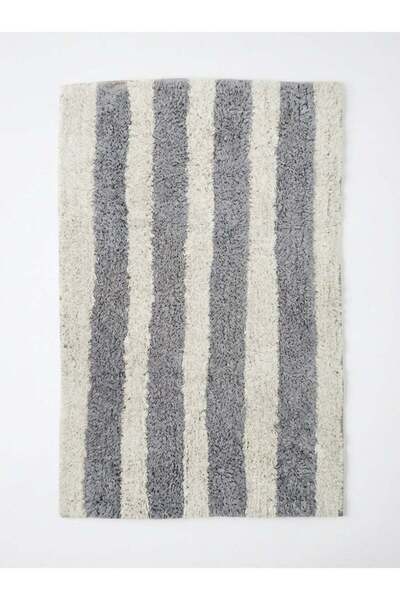 Generic 50 x 80 cm Pure Cotton Linear Tufted Bathmat in Silver Stripes, featu...