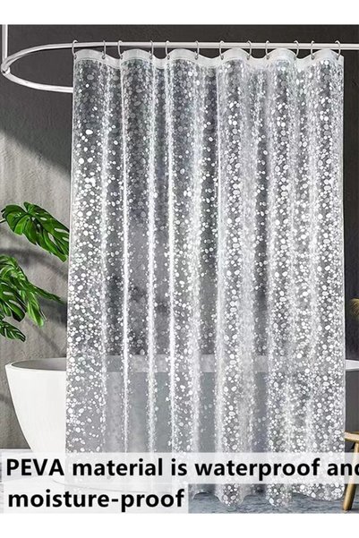 Generic 1-Piece Waterproof PEVA Shower Curtains with Pebble Pattern Transluce...