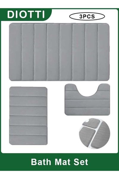 Generic 3 Piece Memory Foam Bath Mat Set, Soft Absorbent Non-Slip Bathroom Ru...