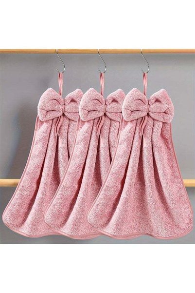 Generic 3-Piece Bowknot Hanging Towels - Ultra-Quick Drying, Absorbent, and S...
