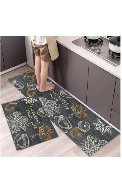 Generic 2-Piece Super absorbent soft non-slip quick drying Kitchen Floor Mat ...