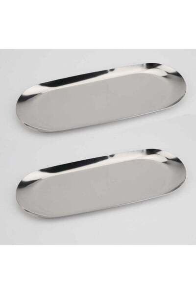 Generic 2‑Pack Oval Mirror Polished Stainless Steel Trays, 9‑Inch Silver Deco...