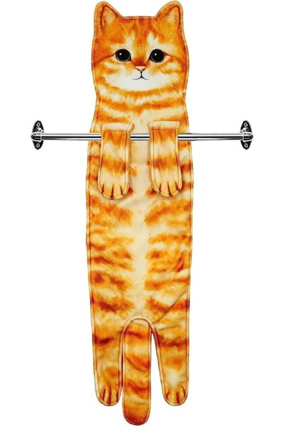 Generic Cute Cat Hand Towels for Bathroom & Kitchen - Orange Cat Design, Perf...