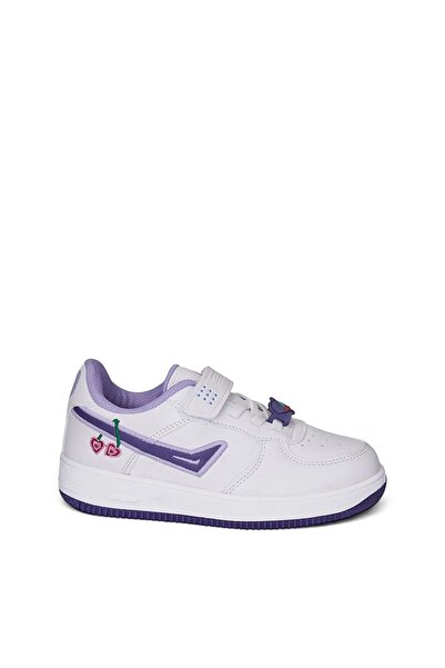 AlbiShoes Çocuk Işıklı Okul Günlük Spor Ayakkabı Kiraz Desenli Cırtlı Kaymaz Taban Rahat Sneaker