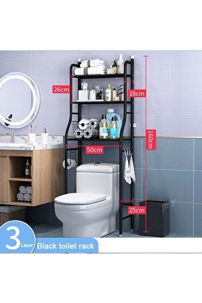 Generic Toilet Three-Layer Storage Rack, Black Bathroom Space Storage Rack, F...