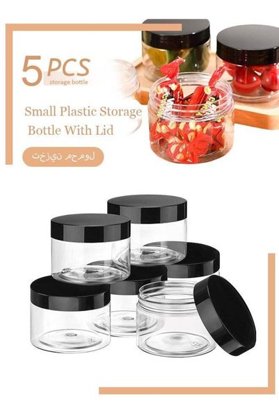 Generic 4 Oz Cosmetic Cream Jars, 5-Pcs, Small Plastic Storage Containers wit...