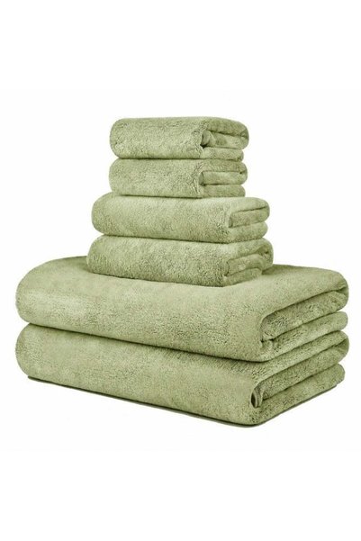 Generic 6 Pcs Coral Fleece Towel Set, Ultra Soft Thickened, Skin-Friendly, Qu...