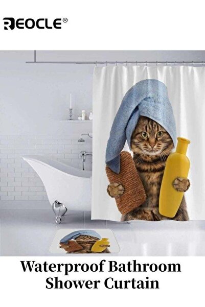Generic Waterproof Polyester Fabric Bathroom Shower Curtain Mildew Resistant ...