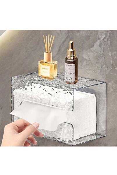 Generic Square Clear Acrylic Tissue Box, Drill Free, Self Adhesive, for Bathr...