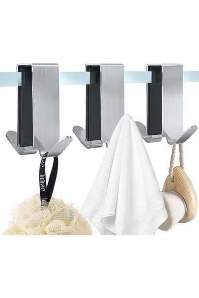 Generic Shower Door Hooks, Shower Hooks for Towels, Heavy Duty Drilling-Free ...