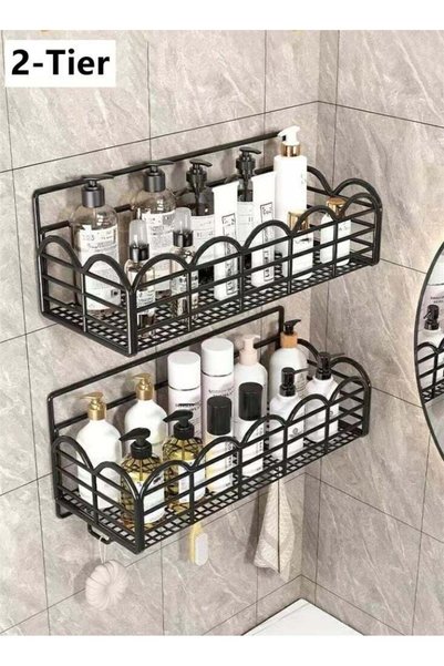 Generic 2-Piece Bathroom Rack Shower Shampoo Organizer Wall Mounted Storage R...