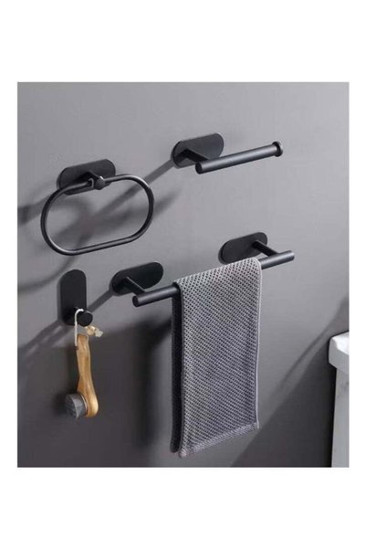 Generic 4-Pieces Matte Black Bathroom Hardware Set , Includes Adhesive Toilet...