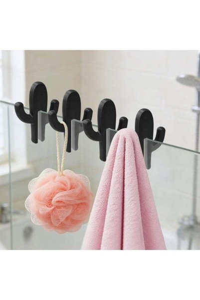 Generic 4PCS Cute Cactus Towel Hooks, Frameless Shower Glass Door Hanging Rac...