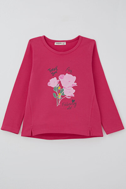Breeze Girl's Long Sleeve T-Shirt with Floral Print and Slits on the Sides, A...