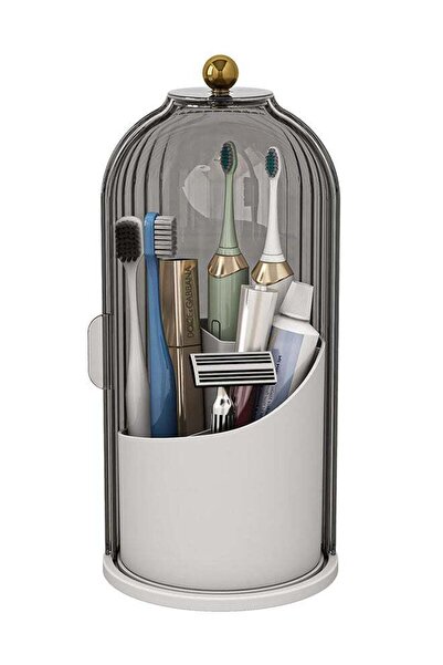 Generic Dust-Proof Toothbrush Holder, Rotating Makeup Brush Organizer With Li...