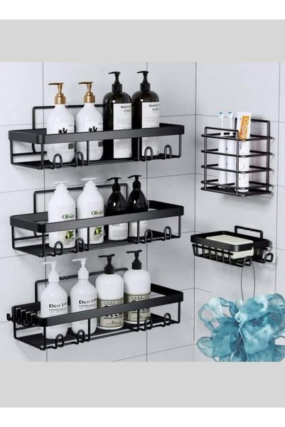 Generic 5-Pack Bathroom Organizers, No Drilling Required Rust-Proof Self-Adhe...