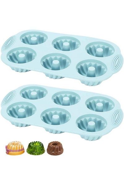 Generic 2pcs Silicone Fluted Tube Cake Pans, 6 Cavity Heritage Bundtlette Cak...