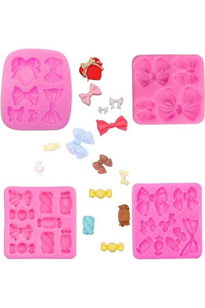 Generic 4 Pcs Fondant Bow Molds, Silicone Chocolate Bow Tie Molds for Cake De...