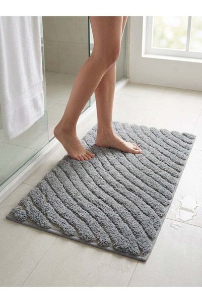 Generic 50 x 80 cm Silver Premium Oval Tufted Cotton Bathmat for Luxurious Ba...