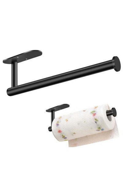 Generic Stainless Steel Paper Towel Roll Holder Black Wall Mount Paper Towel ...