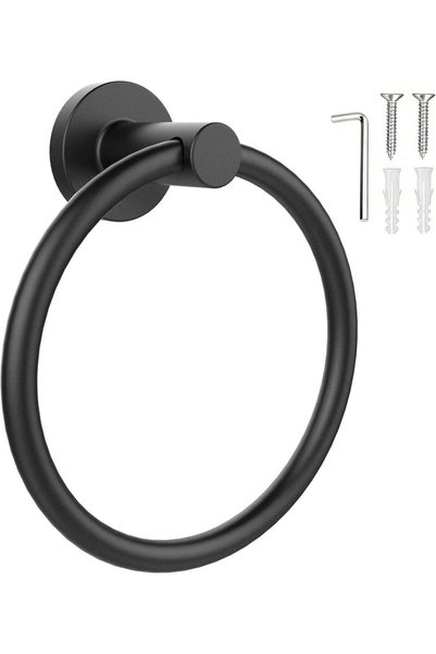 Generic Towel Holder for Bathroom Wall Matte Black Towel Ring Stainless Steel...