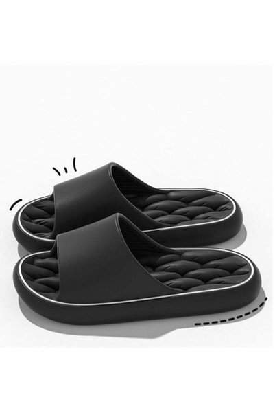 Generic High Quality Breathable Indoor Non-slip Soft Soled Slippers Black